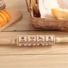 DIY Wooden Cookies Mold Christmas Embossing Tool Dough Stamp Rolling Pin
