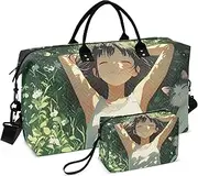 [YXYZRMY] Peace Woman Cat Travel Duffel Bag Gym Bag Sports Tote Bag with Multiple Interior Pockets Shoulder Weekender Bag for Women Men with Toiletry Bag 20.5”x 7.9”x 13.8”, Multi-Colored, one size