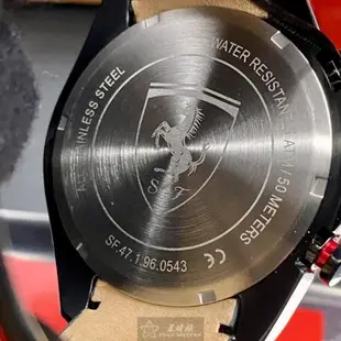 FERRARI手錶, 男錶 46mm 黑圓形精鋼錶殼 黑色三眼, 中三針顯示, 運動錶面款 FE00045