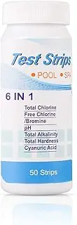 KAIAIWLUO Hot Tub PH Test Strips,50 pcs Test Paper 6 in 1 Pool Dip Test Sticks Swimming Pool and Spa Chemicals Test Strips for PH Total Chlorine Free Chlorine Total Alkalinity Cyanuric Acid