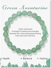 [Azusa Sun] Healing Crystal Stone Bracelets For Women Men Stress Relief Anxiety Yoga Bracelet Semi-Precious Natural Gemstone Bracelets Healing Gifts Jade Bracelet Jewelry Gifts