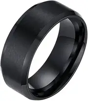 [AIMALL] Titanium Stainless Steel 8mm Brushed Finish Men Women Wedding Band Comfort Ring, Available in Sizes 3/8" to 7/8"