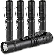 MVIOCS 5 Pack Mini Flashlight Small Flashlights LED Powerful High Lumens Tactical Pen Light with Clip,Slim Portable Pocket Compact Torch for Emergency Inspection AAA Battery Water-Resistant