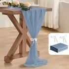 2 Pack 10 Ft Chiffon Table Runner Baby Blue Gauze Long Table Runners 27x120 I...