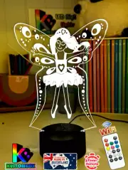 FAIRY PRINCESS PERSONALISED 3D LED Battery USB Night Light Colour Change Lamp