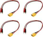 4pcs XT90 Charging Cables XT90 Male to 4mm Banana Plug 14AWG 30cm/11.8in Silicone Wire for RC LiPO