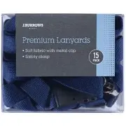 J.Burrows Premium Lanyards with Metal Clip Blue 15 Pack