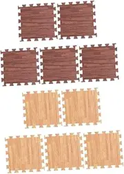 Outanaya 10Pcs Interlocking Eva Floor Tiles Wood Grain Design Slip and Easy to Clean for Bedroom and Play Areas Durable and Versatile Puzzle Mats