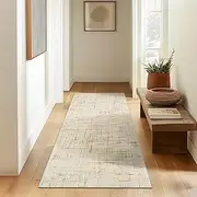 JINCHAN Rug Antibacterial Hallway Runner Washable Rug Minimalist Light Grey Carpet Non-Slip Modern Soft Rug for Nursery Kitchen Bedroom Bathroom Laundry, 61x183CM