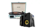 Crosley Cruiser Bluetooth Portable Turntable - Turquoise + Bundled Majority D40X Bluetooth Speakers