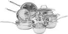 Amazon Basics Stainless Steel 11-Piece Cookware Set, Pots and Pans, Silver