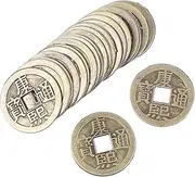 HOOTNEE 50pcs Copper Coins Craft Chinese Feng Shui Coins Chinese Lucky Coin Chinese New Year Coins Good Time Feng Shui Bulk Luck Coin Dynasty Design Coins Golden Zinc Alloy