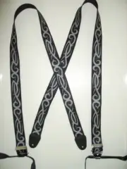 Men's Suspenders X Style 1-1/2" & 2" TBBK, Button On USA Made