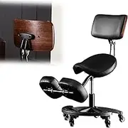Adjustable Height Saddle Chair Ergonomic with Backrest - Improve Posture & Comfort for Massage, Spa, Clinic - Rolling Stool with Kneeling Seat, Footrest - Ideal for Ultimate Support & Relaxation