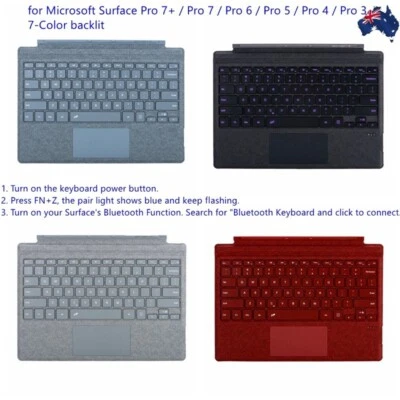 7 Color Backlit Wireless Bluetooth Keyboard for Microsoft Surface Pro 7/6/5/4/3