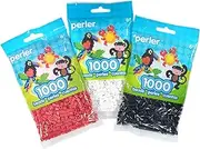 Perler Fuse Bead Set Bundle, Black, White, and Red, Small, 3 Pack