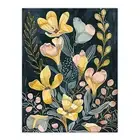 Ochre Freesia Flowers Painting Dark Wildflowers Wall Art Poster Print