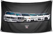 WHGJ Car Flag 3x5 ft for GTR JDM Fans Huge Garage Heavy Duty 200D Polyester Wall Tapestry Poster Decor