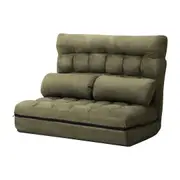 Oikiture Lounge Sofa Bed Floor Recliner 2 seater Chaise Chair Folding Green