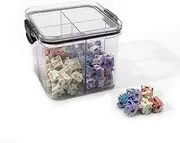Keycaps Storage Box, 4 Grids Organizer Box with Dividers, Keyboard Switch Container Transparent Plastic Sealed Switch Storage Can Mechanical Keyboard Keycaps Switches Display Can (700ml)