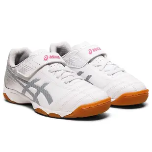 【登瑞體育】ASICS 兒童足球運動鞋 白x銀/足球鞋/耐穿/抓地力/縫線加強_1104A044105