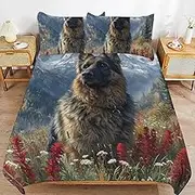 German Shepherd Duvet Cover Sets Luxury Animal Dog Comforter Cover 3D Print Bedding Set Soft Microfiber Quilt Cover with Zipper Closure 3 Pieces with Pillowcases,Single（140x210cm）