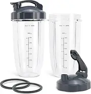 Replacement Blender Cups 32oz for Nutribullet Pro 900w & 600w Serise, Replacement Parts with Flip-Top to-Go Lid and Rubber Gaskets Seal Ring (2 Pack)