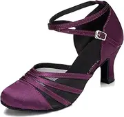 [Minishion] L189 Women's Mesh Satin Latin Salsa Ballroom Dance Shoes