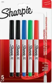 Sharpie Permanent Markers, Ultra Fine Point 125 Card, Black
