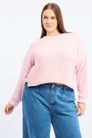 Pink Chenille Knit Jumper Long Sleeve