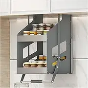 Cabinet Pull Down Shelving,Upper and Lower Buffer High Open Door Seasoning Basket,for Home Bar Cafe Wall Cabinet(600mm)