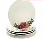 Royal Albert Country Rose Majolica Embossed Tidbit S/4 Plates Dessert Salad NIB