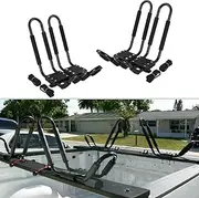 2 Pairs Steel J-Bar Roof Rack Kayak Carrier Boat SUV Canoe Surf Ski Snowboard Holder Mounted on Top Crossbar