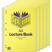 Spirax 56906 5 Pack Lecture Book 7mm Ruled Hole Punched Spiral Bound 140 Pages (A4)
