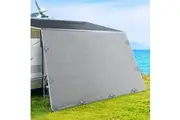 Caravan Privacy Screen Roll Out Awning 4Mx1.95M End Wall Side Sun Shade Grey