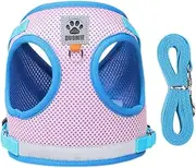 Cat Harness and Lead Set, Soft Mesh Harness for Cats, Escape Proof Cat Kitten Walking Vest, Adjustable Reflective Strips Vest Harnesses with Collar, for Small Cats Pets (Pink, M)