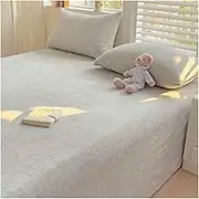 Flannel Flat Sheet only Twin Full Queen Size Multicolor Super Soft Fleece Top Sheet Fluffy Extra Plush Bedding(Light Gray,200x230cm)