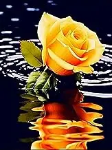 Bimkole 5D Diamond Painting Kits Yellow Rose, Full Drill Flower Water DIY Rhinestone Embroidery Set Paint with Diamonds Art by Number Kits Cross Stitch Home Wall Craft Decoration (12x16in)