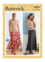 Butterick Sewing Pattern B6818 Misses Bias Cut Skirt Midi High-Low Size 18-24 UC