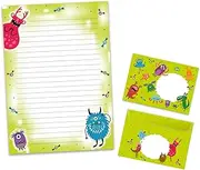 Writing Paper Set Letter Pad with Envelope for Boys Girls Kids Colorful Funny Monster (A4 Pad with 25 Sheets + 15 Envelopes)