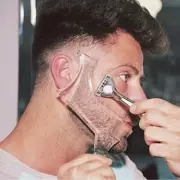 Men's Clear Beard Shaping Tool with Built-In Comb Styling Comb Template