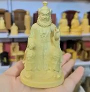 Boxwood Carved Taoism Zhong Kui Statue Devil Catcher Chinese Feng Shui Decor