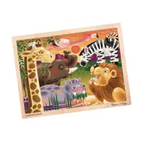 在飛比找momo購物網優惠-【Melissa & Doug 瑪莉莎】木製拼圖-非洲大草原