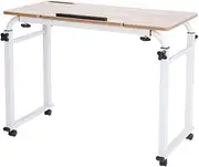 RIZGHWOY Adjustable Laptop Table with Wheels Height and Length Adjustable Tiltable Table Top Bigger Storage Space Multi Purpose Oak Desktop 1.2m (0.8 Meters)