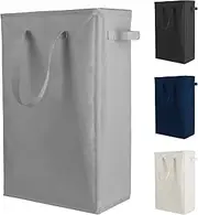 Odonata 45L Slim Laundry Hamper Handles Collapsible Laundry Basket Thin Dirty Clothes Basket Narrow Laundry Bag Foldable Dirty Hamper (Dark Grey)