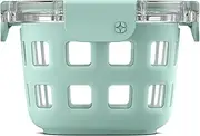 Ello DuraGlass Rounds Glass Food Storage Containers - Meal Prep Bowls with Silicone Sleeve and Airtight Lids, 2 Cup, Yucca, Green