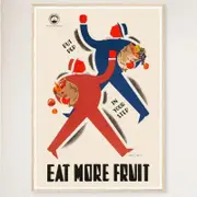 Galrie Eat More Fruit Retro Australian Vintage Advertising Poster for Home Decor, Wood Frame, A0 84 x 119cm (33 x 47inch)