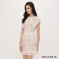 在飛比找momo購物網優惠-【MOMA】優雅蕾絲雕花洋裝(杏色)