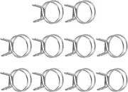 sourcing map 10Pcs 28mm/1.1inch Inner Dia Double Wire Spring Hose Clamp, Stainless Steel Adjustable Spring Clips for Hose Fuel Line Silicone Tube Water Pipe Air Pipe