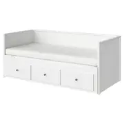 HEMNES day-bed w 3 drawers/2 mattresses, white/Åfjäll firm, Single
